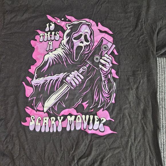 Ghost Face Scary Movie Shirt Mens Large Black Pink Horror Movie Graphic Tee - Picture 2 of 9